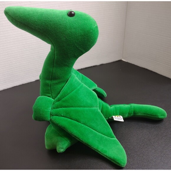 Vintage Manhattan Toy Co Green Pterodactyl Dinosaur 1991 Velour Plush Stuffed 9" - Picture 2 of 10